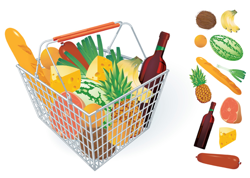 supermarket shopping basket food 