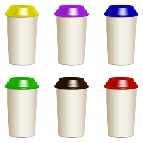 Take away paper cups vector set 02