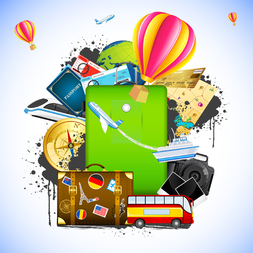 Creative Travel elements vector art 03