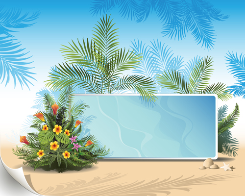 lants with billboard vector design 03 Tropical plants with billboard vector design 03