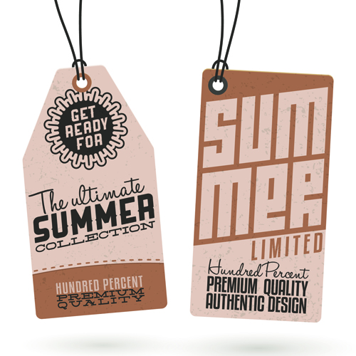 board summer discount tags vector 01 Vintage cardboard summer discount tags vector 01