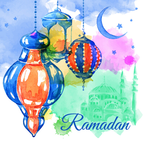 watercolor ramadan kareem drawing background 