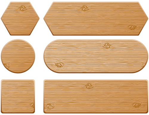 Set of Wooden labels vector graphic 03