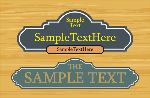 Set of Wooden labels vector graphic 04
