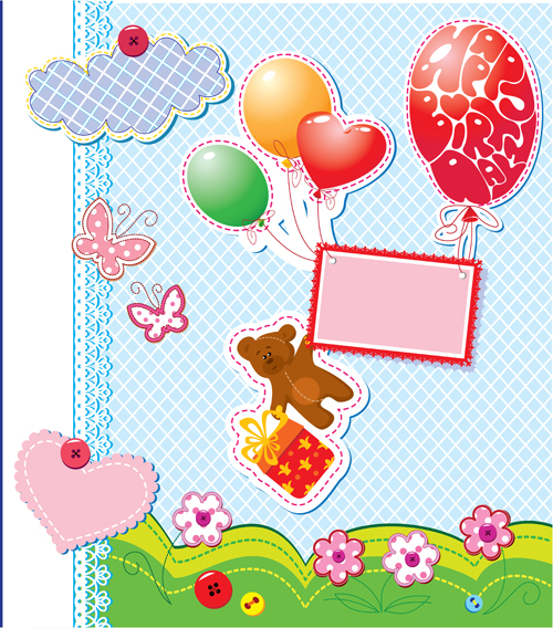 Paper art Baby backgrounds vector 01