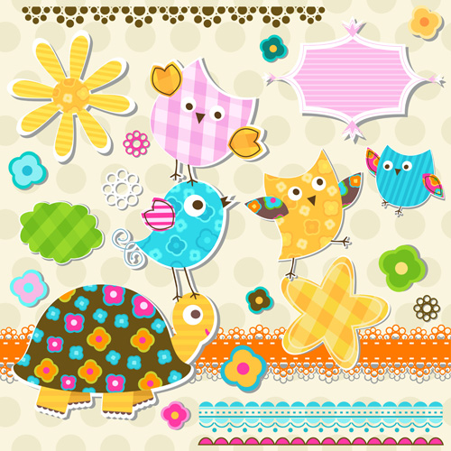 Paper art Baby backgrounds vector 02