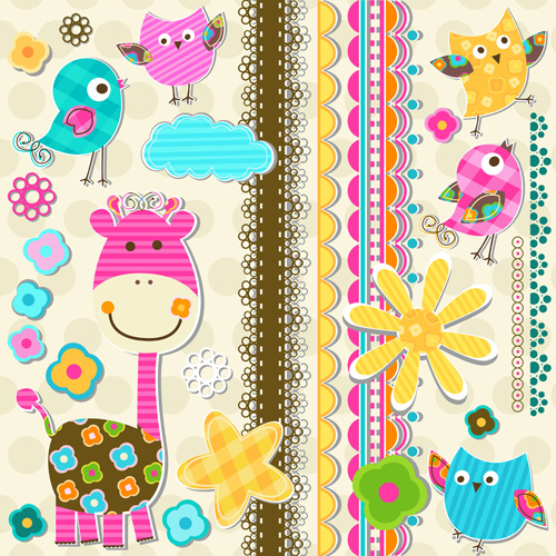 Paper art Baby backgrounds vector 03