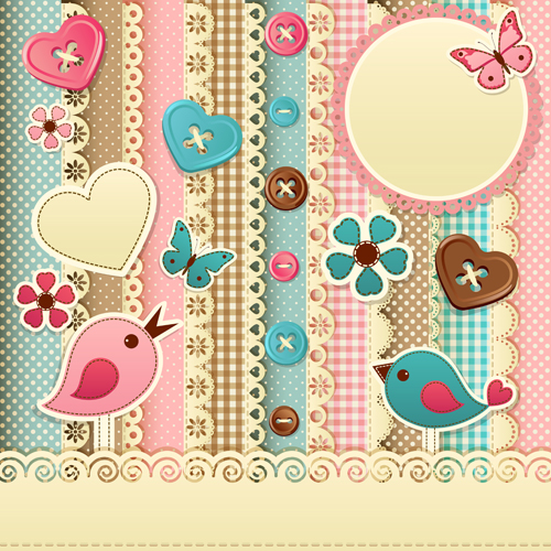 Paper art Baby backgrounds vector 04