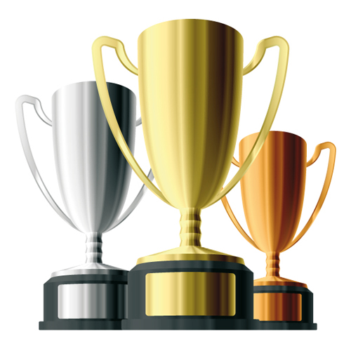 Champion Cup And medals design vector set 02