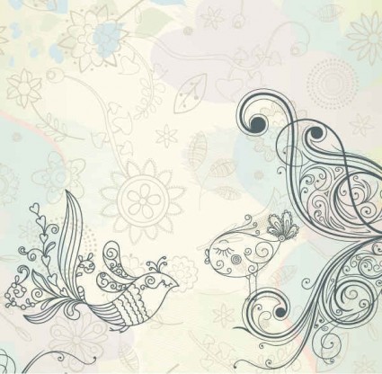 Floral retro pattern background vectors Floral retro pattern background vectors