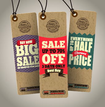Vintage cardboard sale tags vector 06
