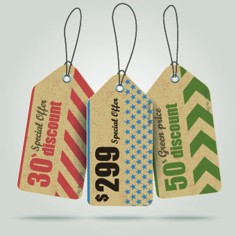 Vintage cardboard sale tags vector 07