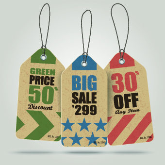 Vintage cardboard sale tags vector 08