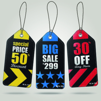 Vintage cardboard sale tags vector 09