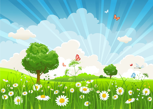 Vivid Spring elements vector background 05