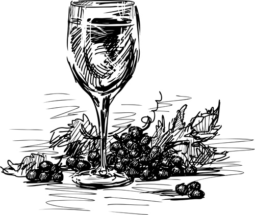 wine drawing draw black 