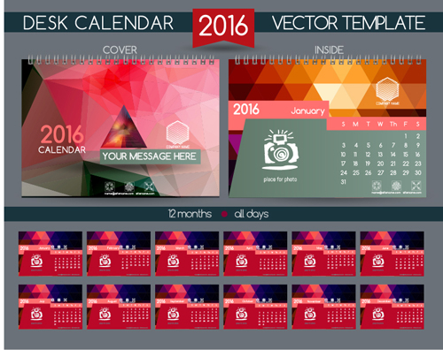 2016 New year desk calendar vector material 113 2016 New year desk calendar vector material 113