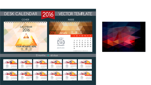 2016 New year desk calendar vector material 114 2016 New year desk calendar vector material 114