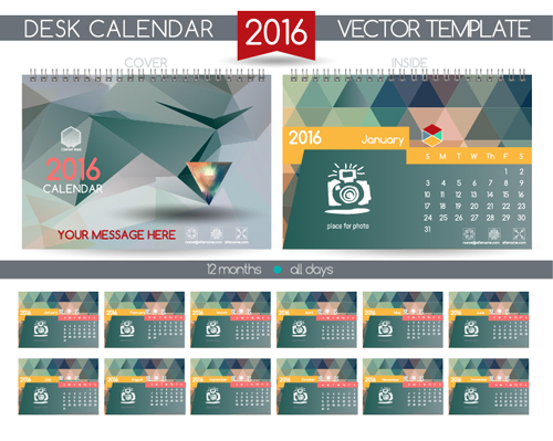2016 New year desk calendar vector material 115 2016 New year desk calendar vector material 115