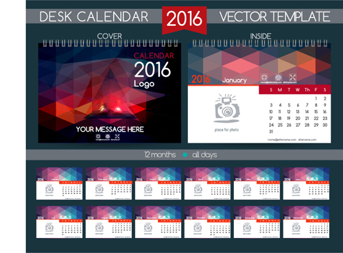 2016 New year desk calendar vector material 116 2016 New year desk calendar vector material 116