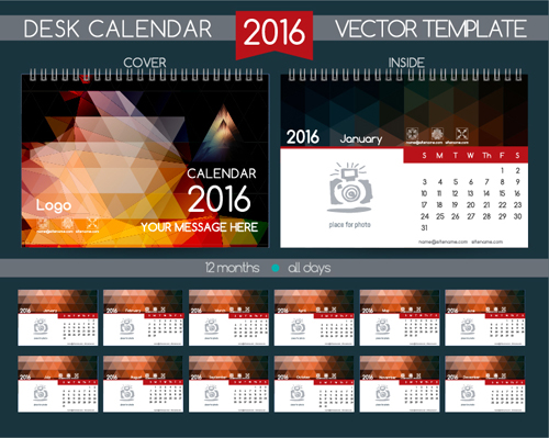 2016 New year desk calendar vector material 117 2016 New year desk calendar vector material 117