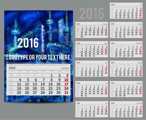2016 New year desk calendar vector material 118