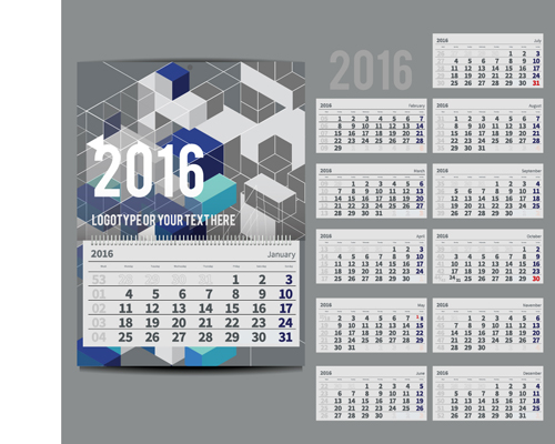 2016 New year desk calendar vector material 121 2016 New year desk calendar vector material 121
