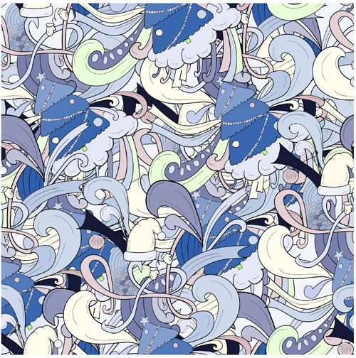 Christmas elements with doodle seamless pattern vector 01 Christmas elements with doodle seamless pattern vector 01