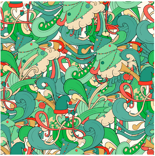 seamless pattern elements doodle christmas 