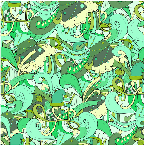 Christmas elements with doodle seamless pattern vector 10 Christmas elements with doodle seamless pattern vector 10