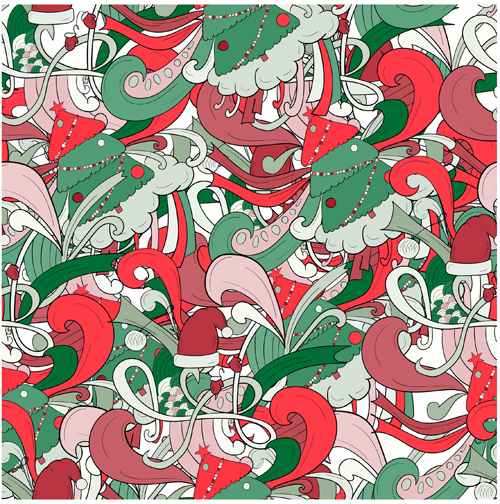 Christmas elements with doodle seamless pattern vector 11 Christmas elements with doodle seamless pattern vector 11