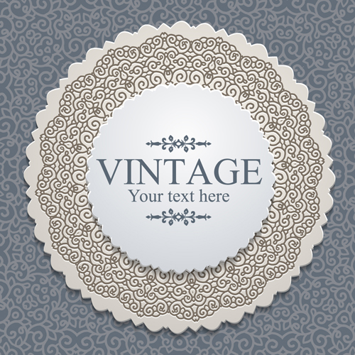 Exquisite lace vintage cards vector set 01 Exquisite lace vintage cards vector set 01