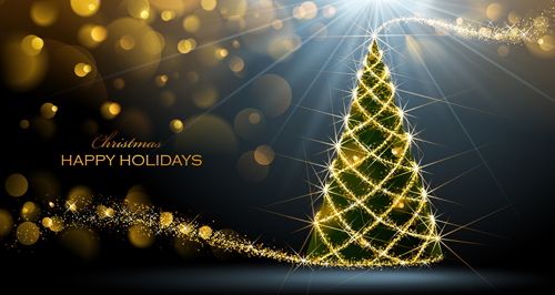 Golden glow christmas holiday background vector 06