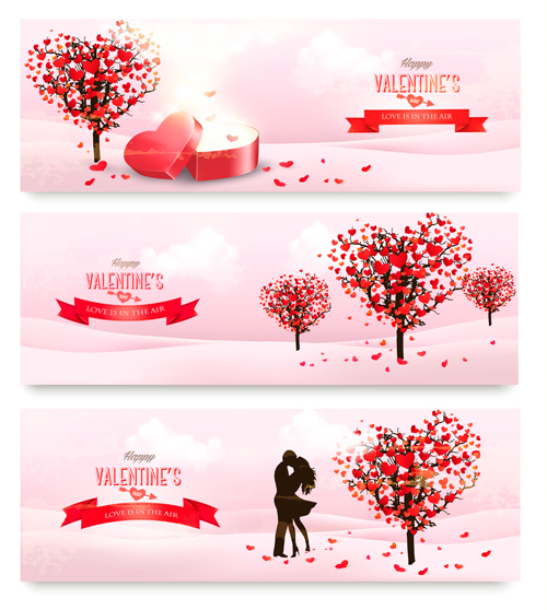 valentine tree heart day banners 
