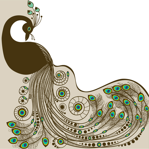 Peacock vintage styles background vector 01 Peacock vintage styles background vector 01