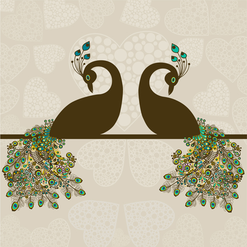 Peacock vintage styles background vector 02 Peacock vintage styles background vector 02