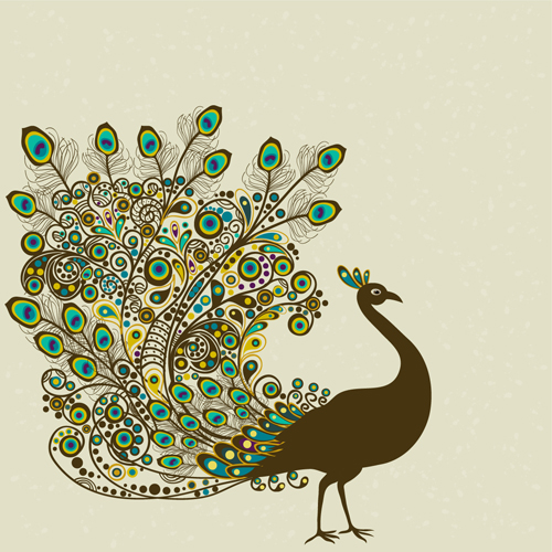 Peacock vintage styles background vector 09 Peacock vintage styles background vector 09