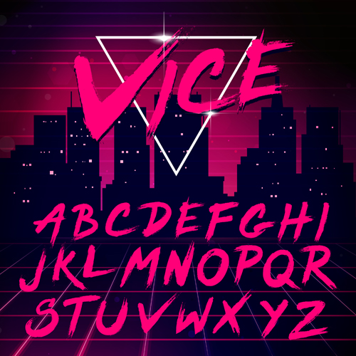 Pink alphabet hand drawn vector Pink alphabet hand drawn vector