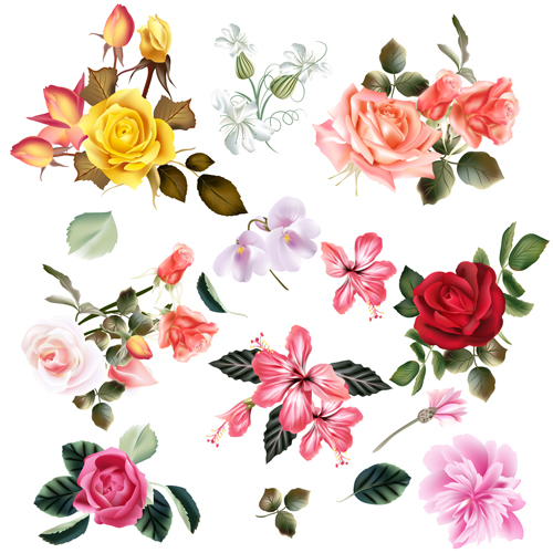 Realistic vector flowers set 02 Realistic vector flowers set 02