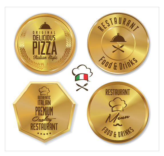shiny restaurant labels golden 