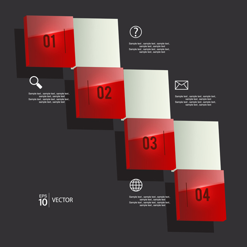 Shiny red infographic vector 01 Shiny red infographic vector 01