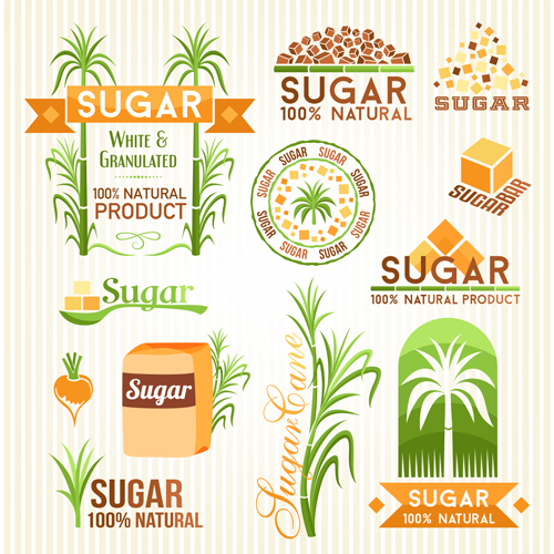 Sugar labels with logos vector material 02 Sugar labels with logos vector material 02