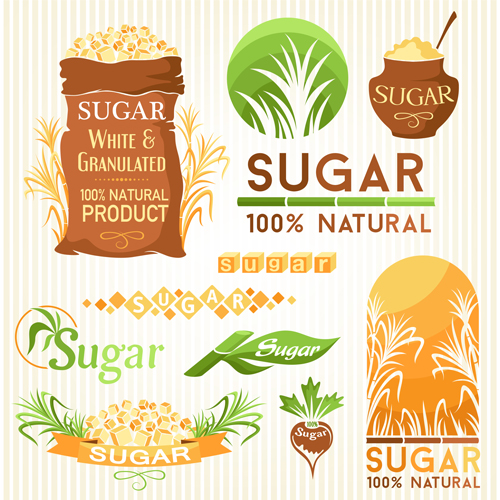 Sugar labels with logos vector material 04 Sugar labels with logos vector material 04