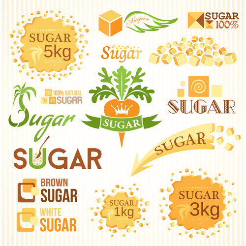 Sugar labels with logos vector material 05 Sugar labels with logos vector material 05