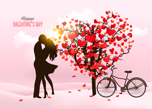 valentine tree romance heart bicycle 