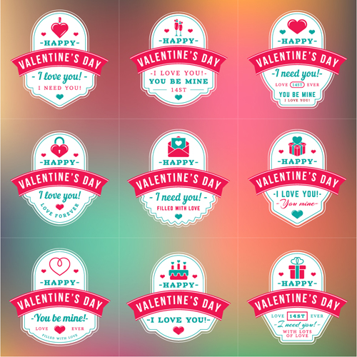 Vintage valentines day labels vector set 04 Vintage valentines day labels vector set 04