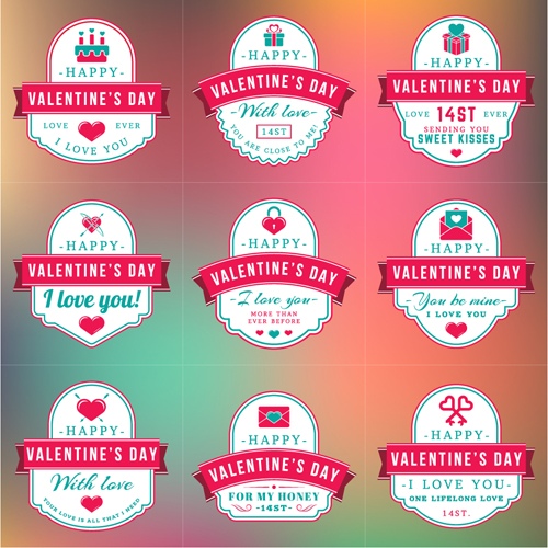 Vintage valentines day labels vector set 05 Vintage valentines day labels vector set 05