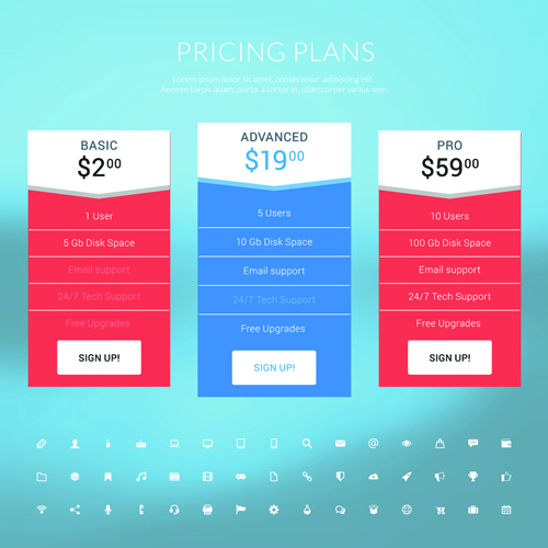 Website pricing plans banners vector material 03 Website pricing plans banners vector material 03