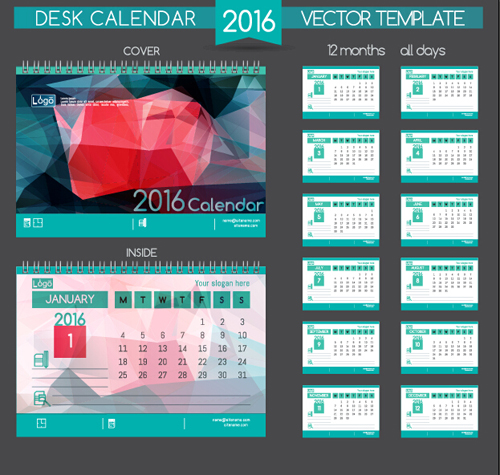 2016 New year desk calendar vector material 111 2016 New year desk calendar vector material 111