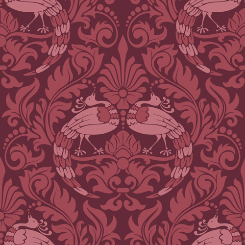 Birds with damask pattern seamless vector 01 Birds with damask pattern seamless vector 01